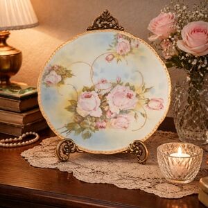Royal Rudolstadt Hand Painted Rose Plate